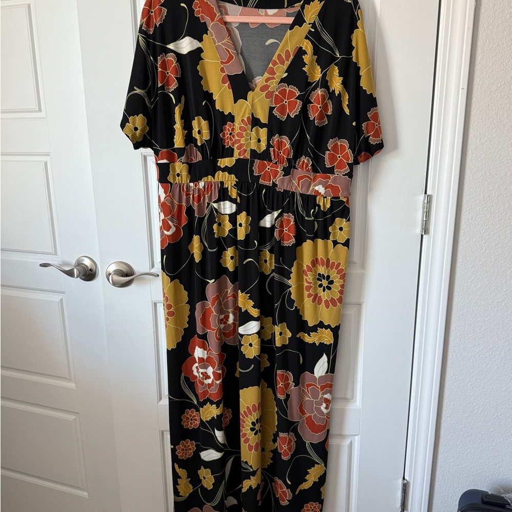 Floral Black and Yellow Women's Dress